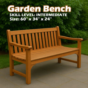 Garden Bench Plans PDF / Outdoor Cedar Bench DIY / Woodworking Bench with Backrest / 60" x 24" Bench Plans