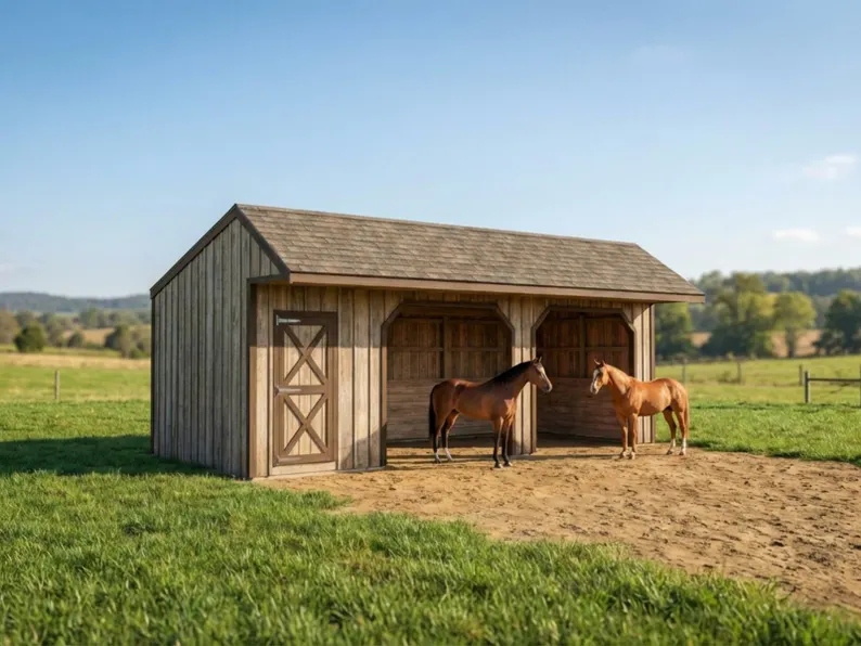 12x30 Run In Shed Plans with Tack Room | Post and Beam Horse Barn Blueprint 2 12x30 Run In Shed Plans with Tack Room