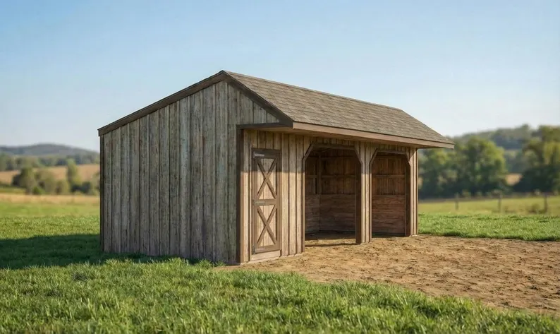 12x30 Run In Shed Plans with Tack Room | Post and Beam Horse Barn Blueprint 6 12x30 Run In Shed Plans with Tack Room | Post and Beam Horse Barn Blueprint - Image 6