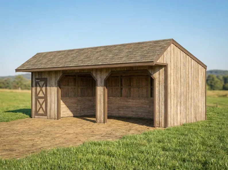 12x30 Run In Shed Plans with Tack Room | Post and Beam Horse Barn Blueprint 8 12x30 Run In Shed Plans with Tack Room | Post and Beam Horse Barn Blueprint - Image 8