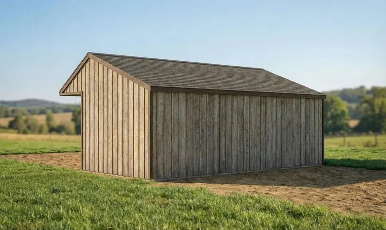 12x30 Run In Shed Plans with Tack Room | Post and Beam Horse Barn Blueprint 7 12x30 Run In Shed Plans with Tack Room