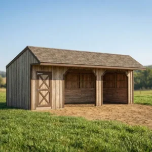 Home 1 12x30 Run In Shed Plans with Tack Room | Post and Beam Horse Barn Blueprint