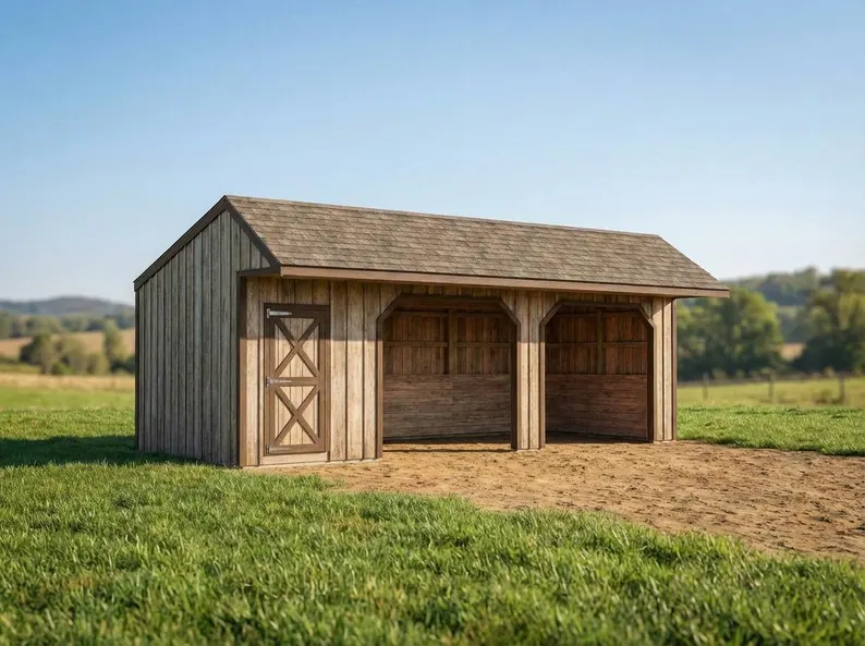 12x30 Run In Shed Plans with Tack Room | Post and Beam Horse Barn Blueprint 1 12x30 Run In Shed Plans with Tack Room | Post and Beam Horse Barn Blueprint