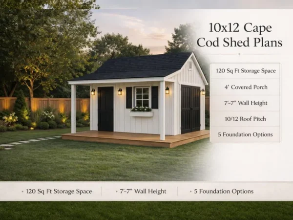 10x12 Cape Cod Shed Plans with Porch
