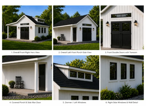 16x18 Dormer Shed Plans with Porch And Loft