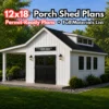16x18 Dormer Shed Plans with Porch And Loft