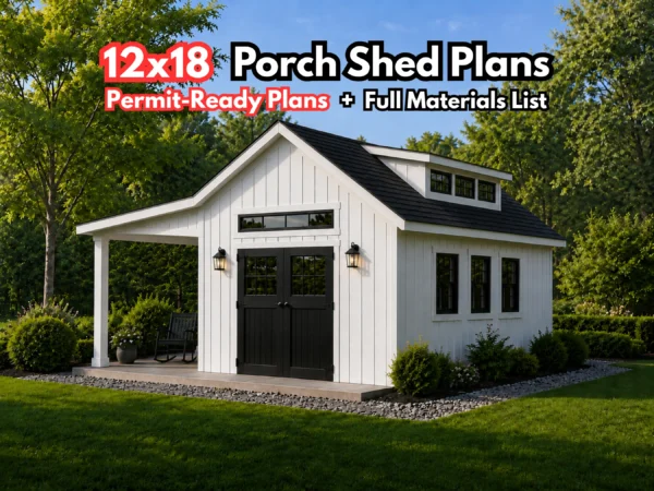 16x18 Dormer Shed Plans with Porch And Loft