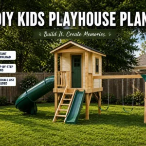 DIY Kids Playhouse Plans with Slide & Swing