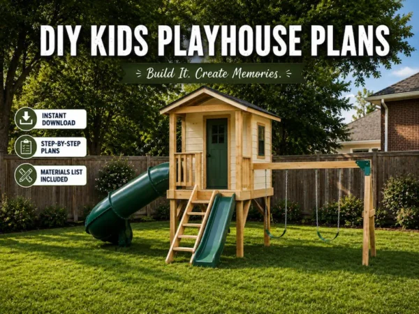 DIY Kids Playhouse Plans with Slide & Swing 1 DIY Kids Playhouse Plans with Slide & Swing