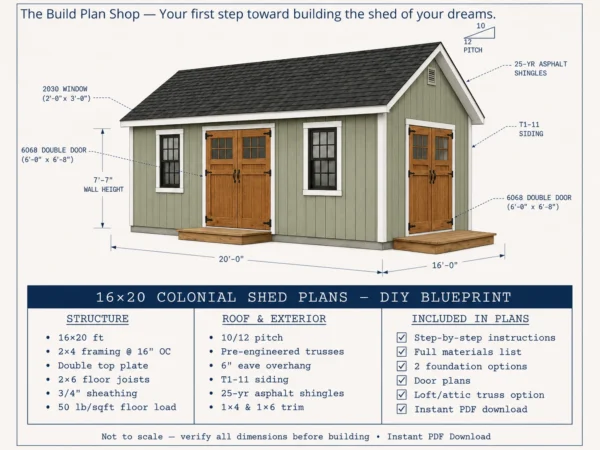 16x20 Garden Shed Plans