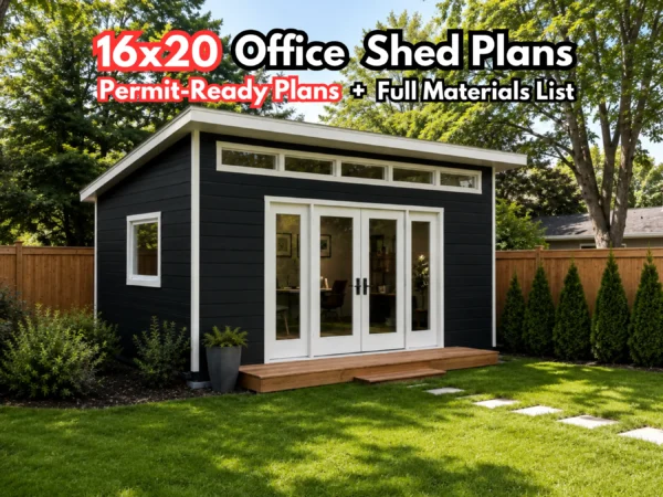16x20 Modern Office Shed Plans