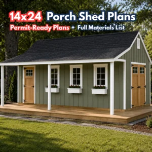 14x24 Cape Cod Shed Plans with Porch