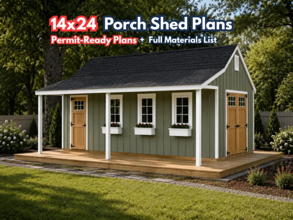14x24 Cape Cod Shed Plans with Porch