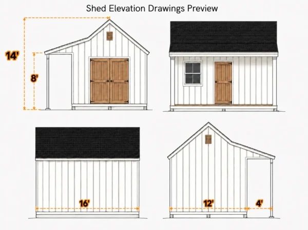 12x16 Cape Cod Shed Plans with Porch 2