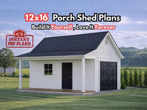 12x16 Cape Cod Shed Plans with Porch