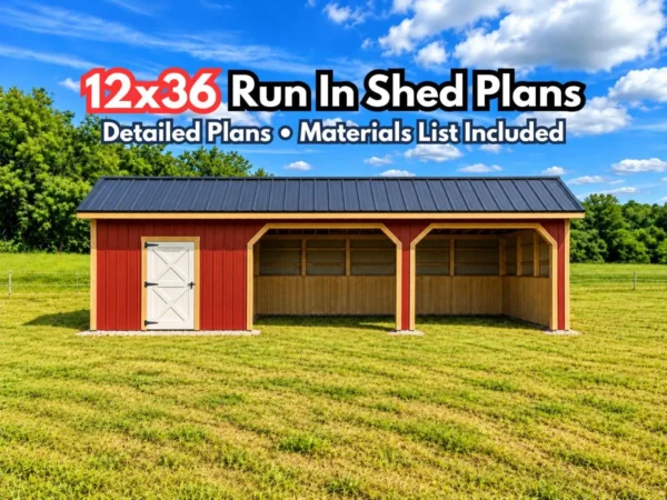 12x36 Horse Run-In Shed Plans