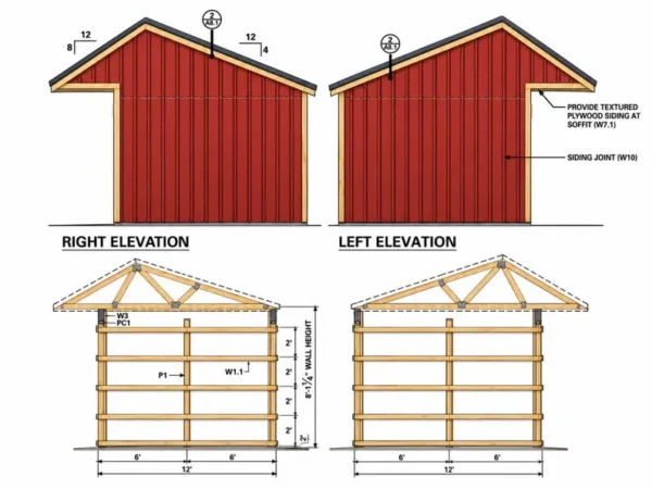 12x36 Horse Run-In Shed Plans