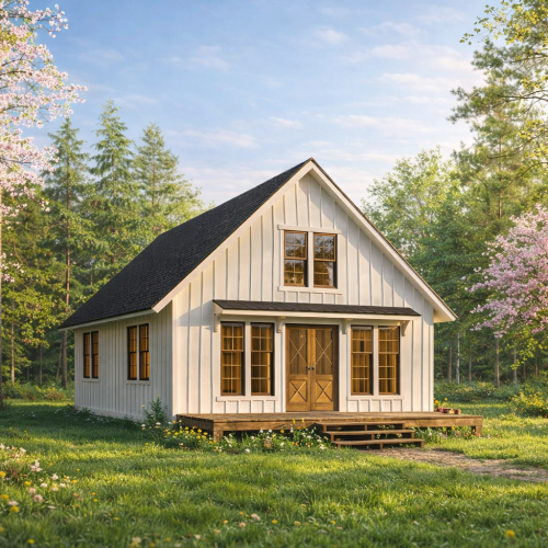 22×32 Small Cabin Plans with Loft | DIY Cabin Build Plans | Small Cabin with Porch
